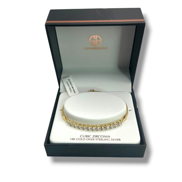 Giani Bernini Half Tennis Bracelet 18K Gold Over Sterling Silver Cubic Zirconia - Picture 1 of 9